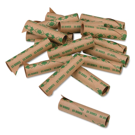Pm Company Preformed Tubular Coin Wrappers, Dimes, $5, PK1000 65071
